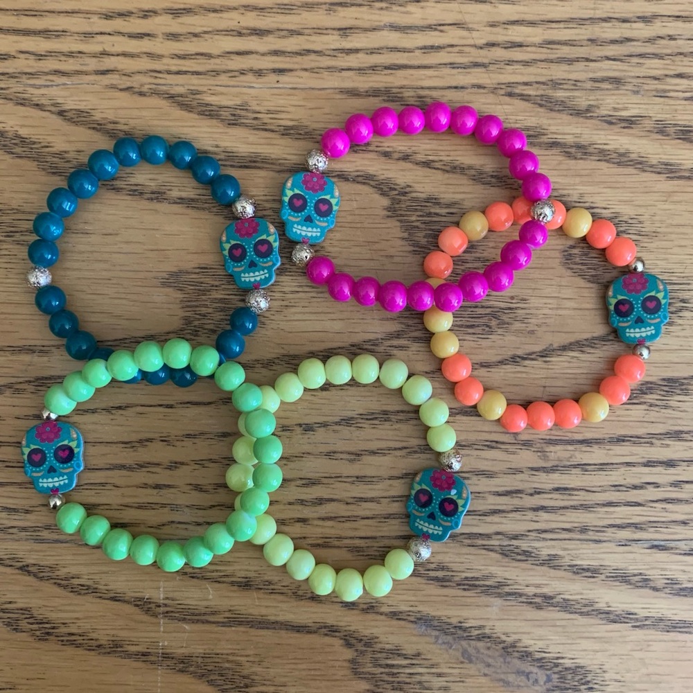{Handmade} Sugar Skull Beaded Bracelet